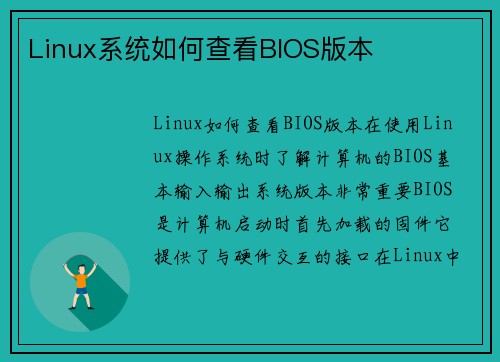 Linux系统如何查看BIOS版本